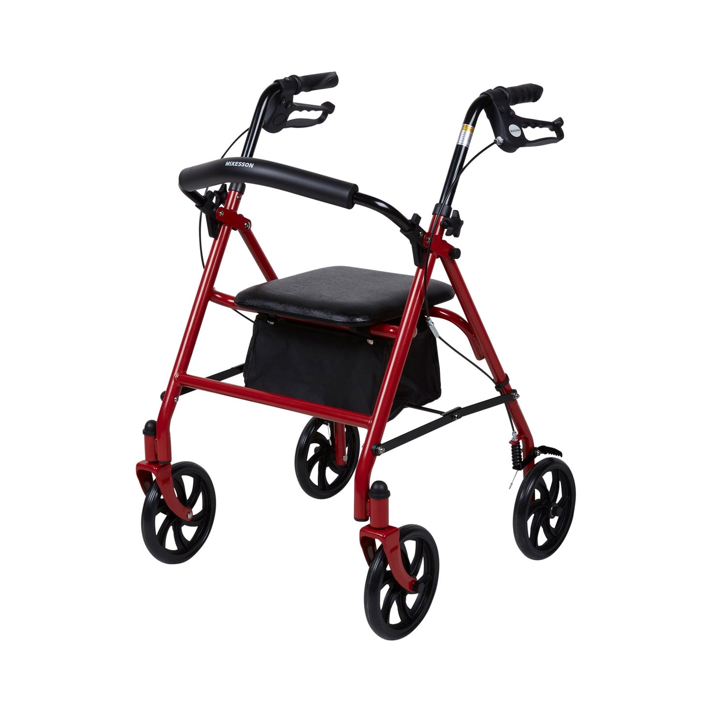 McKesson Folding Steel Four-Wheel Rollator, 12-Inch Seat Width, Red 146-10257RD-1