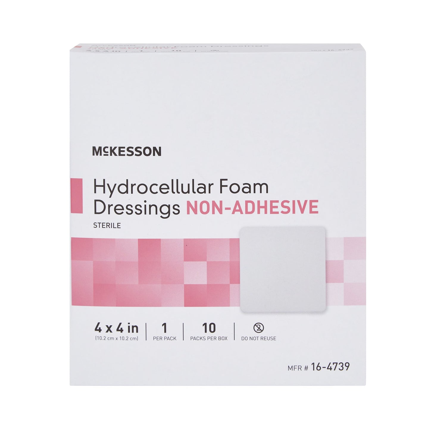McKesson Nonadhesive without Border Foam Dressing, 4 x 4 Inch 16-4739