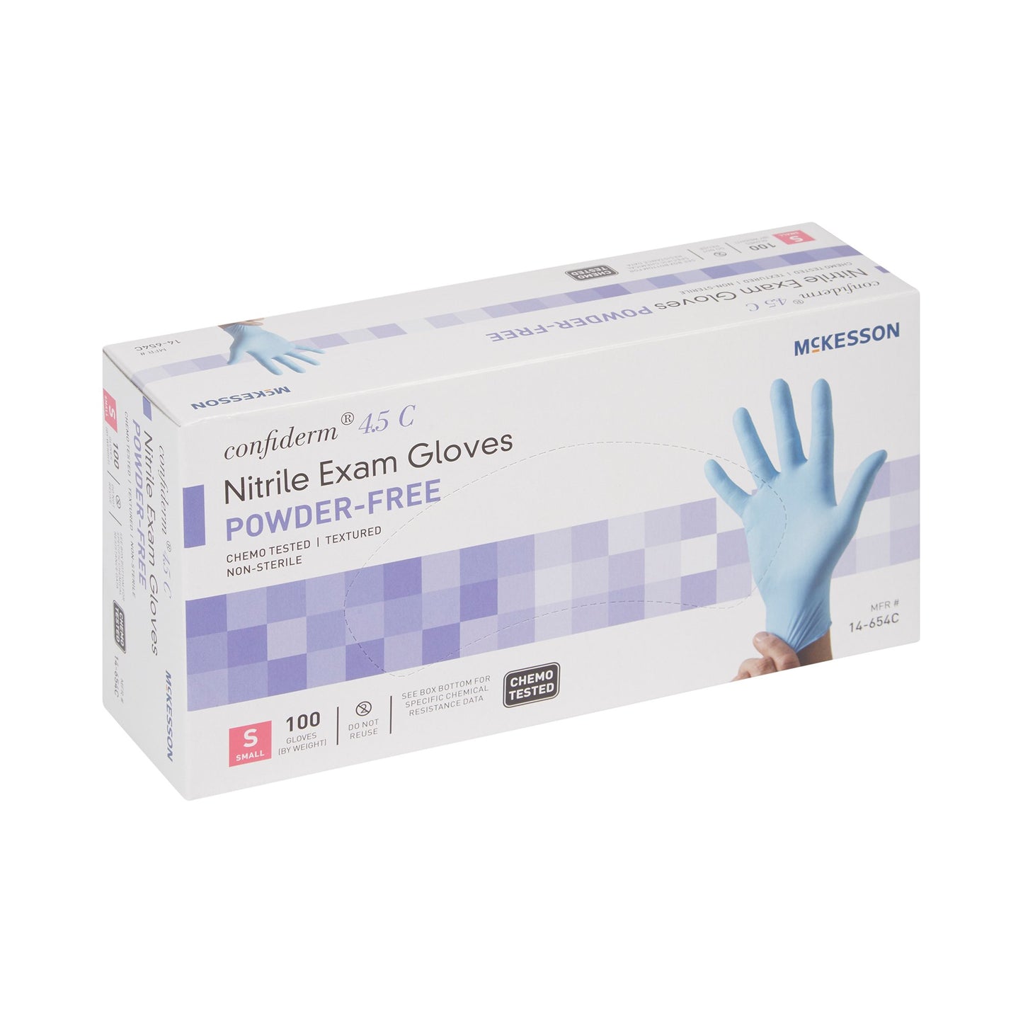 McKesson Confiderm® 4.5C Nitrile Exam Glove, Small, Blue 14-654C