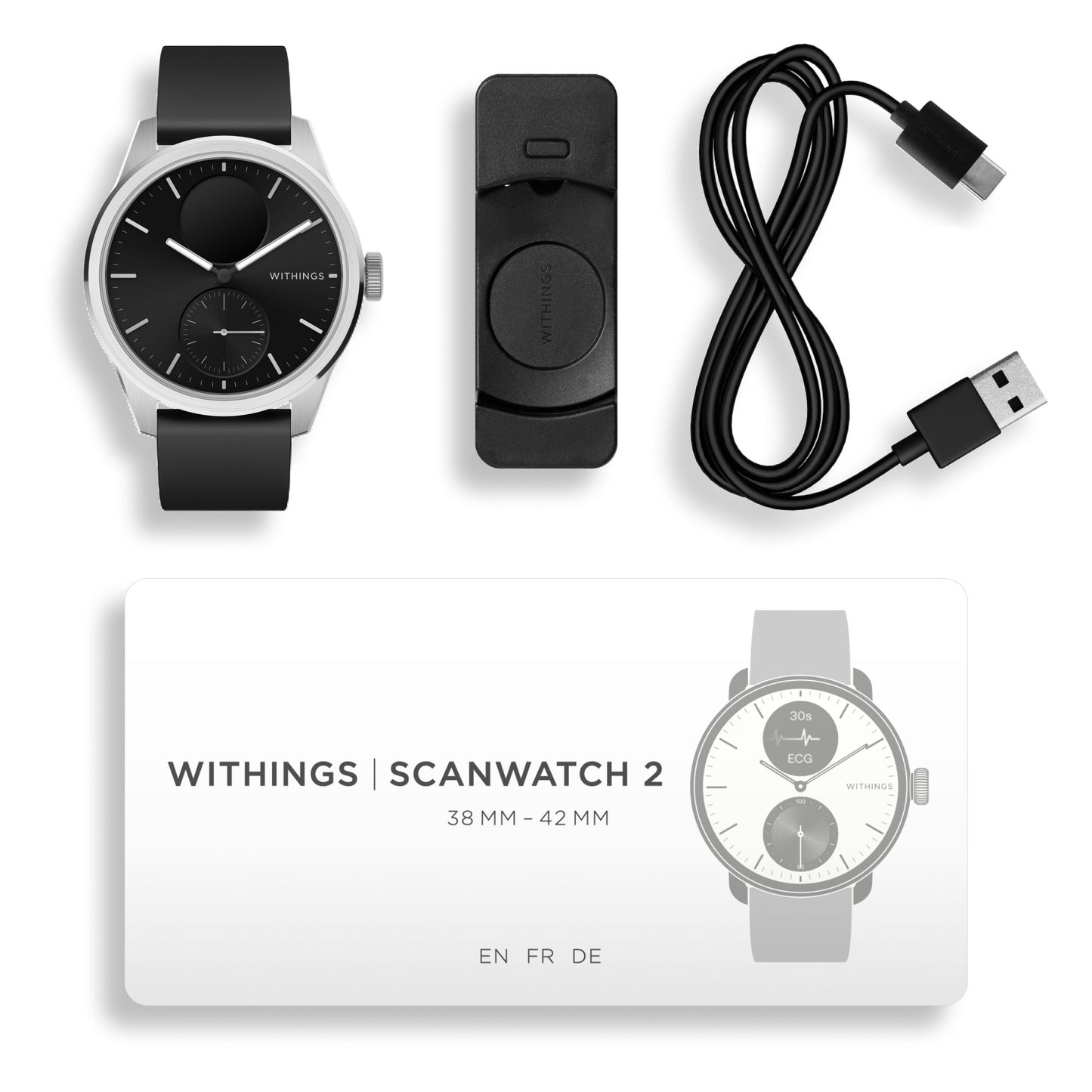 Withings ScanWatch 2 Smart Watch, 42mm, Black HWA10-MODEL 4-ALL-INT