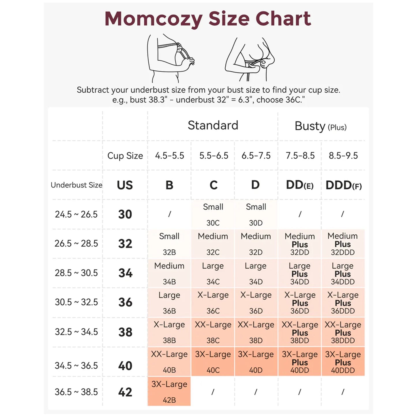 Nursing Bra Momcozy Jelly Strip 36 to 38 Inch Chest Large Beige Back Hook and Eye Closure Adjustable Shoulder Strap FB046-SK100L-A