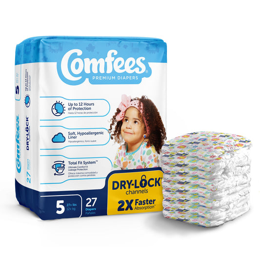 Attends Comfees Premium Baby Diapers, Unisex, Tab Closure, Size 5 CMF-5
