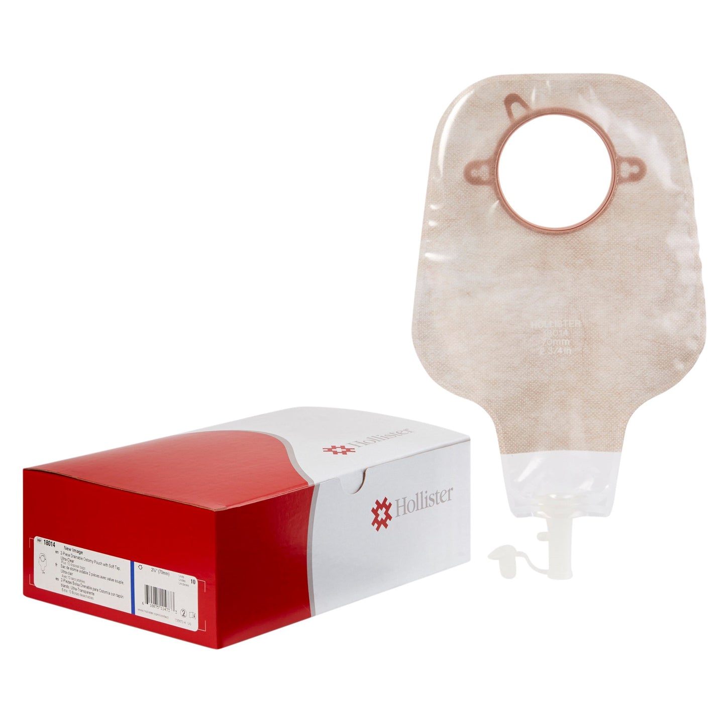 New Image™ Two-Piece Ultra-Clear Ostomy Pouch, Pre-cut to Fit 70 mm Stoma, Blue 18014