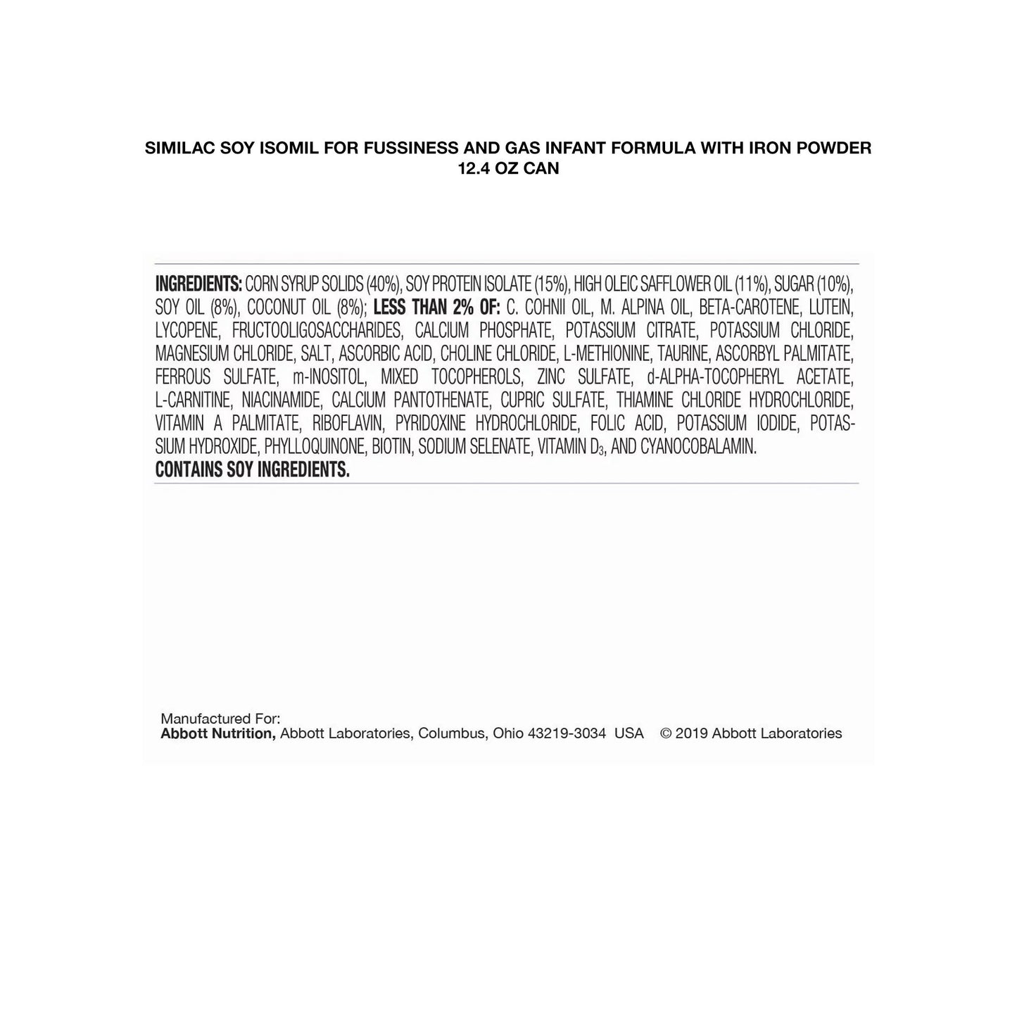 Similac® Soy Isomil® For Fussiness and Gas Powder Infant Formula, 12.4-ounce can 55963