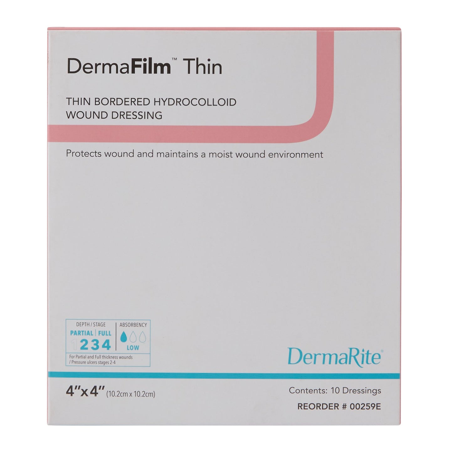DermaFilm® Hydrocolloid Dressing, 4 x 4 Inch 00259E