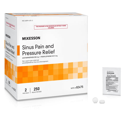 Cold and Sinus Relief McKesson Brand 500 mg - 5 mg Strength Tablet 2 per Pack - 82475