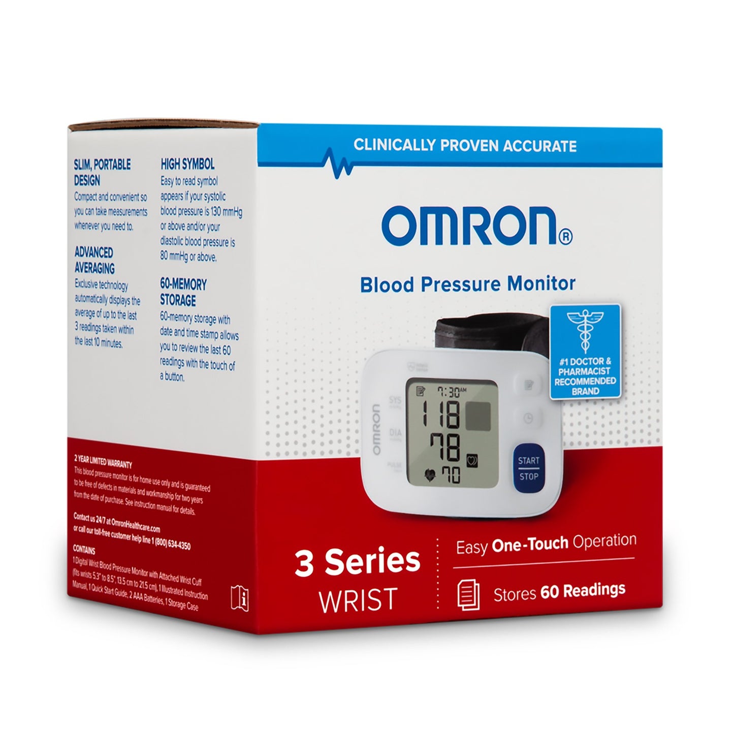 Omron® 3 Digital Blood Pressure Wrist Unit, Automatic Inflation, Large Cuff BP6100