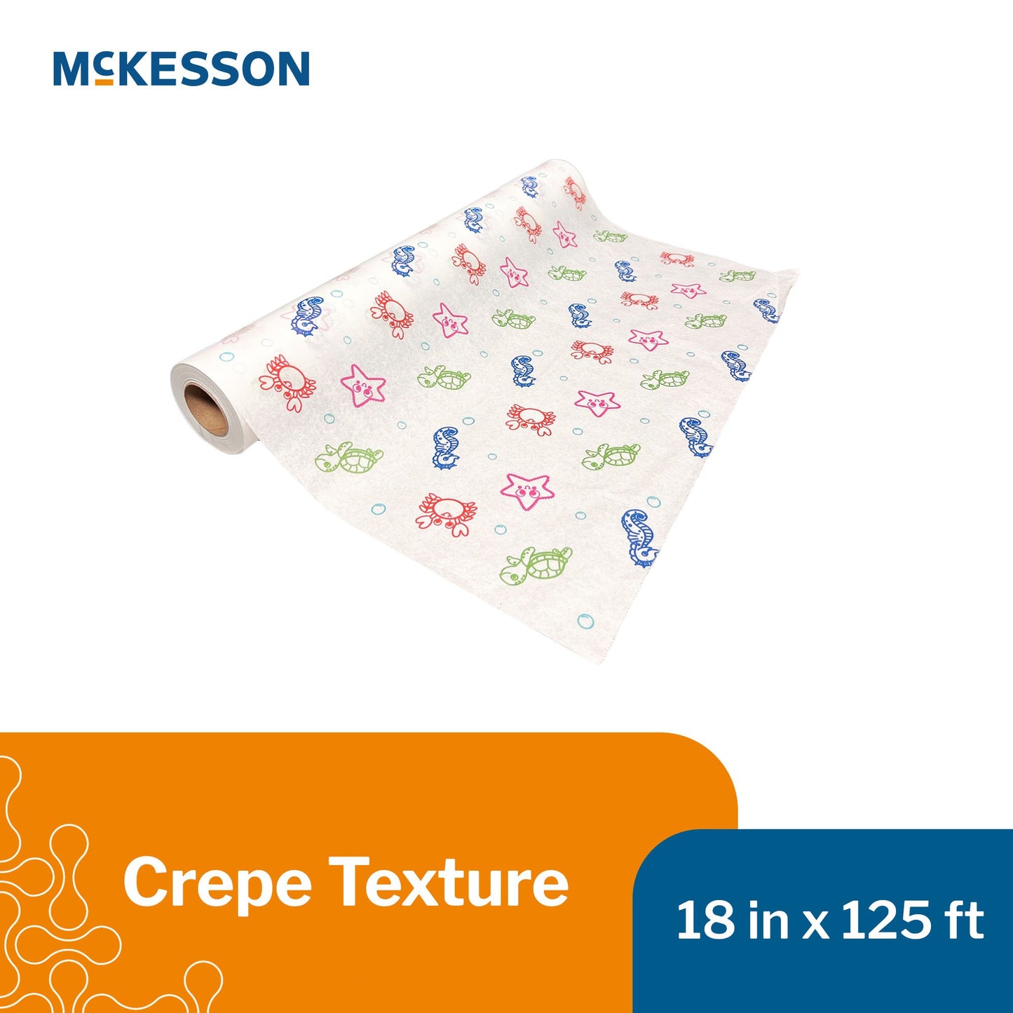 Table Paper McKesson 18 Inch Width 125 Foot Length Print (Sea Friends) Crepe 143-18125SC