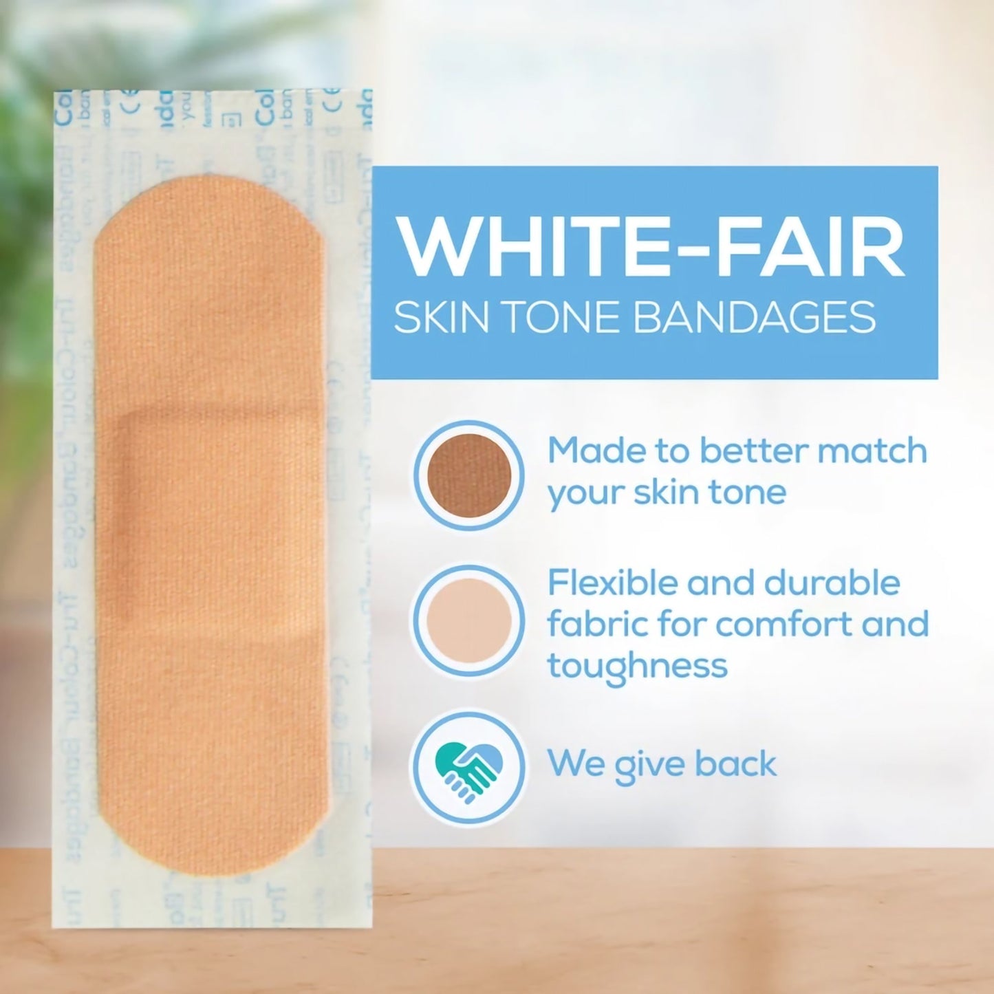 Tru-Colour Skin Tone Shade Fabric Bandage Adhesive Strips – Beige, 1 x 3 Inch TCB-ALS100