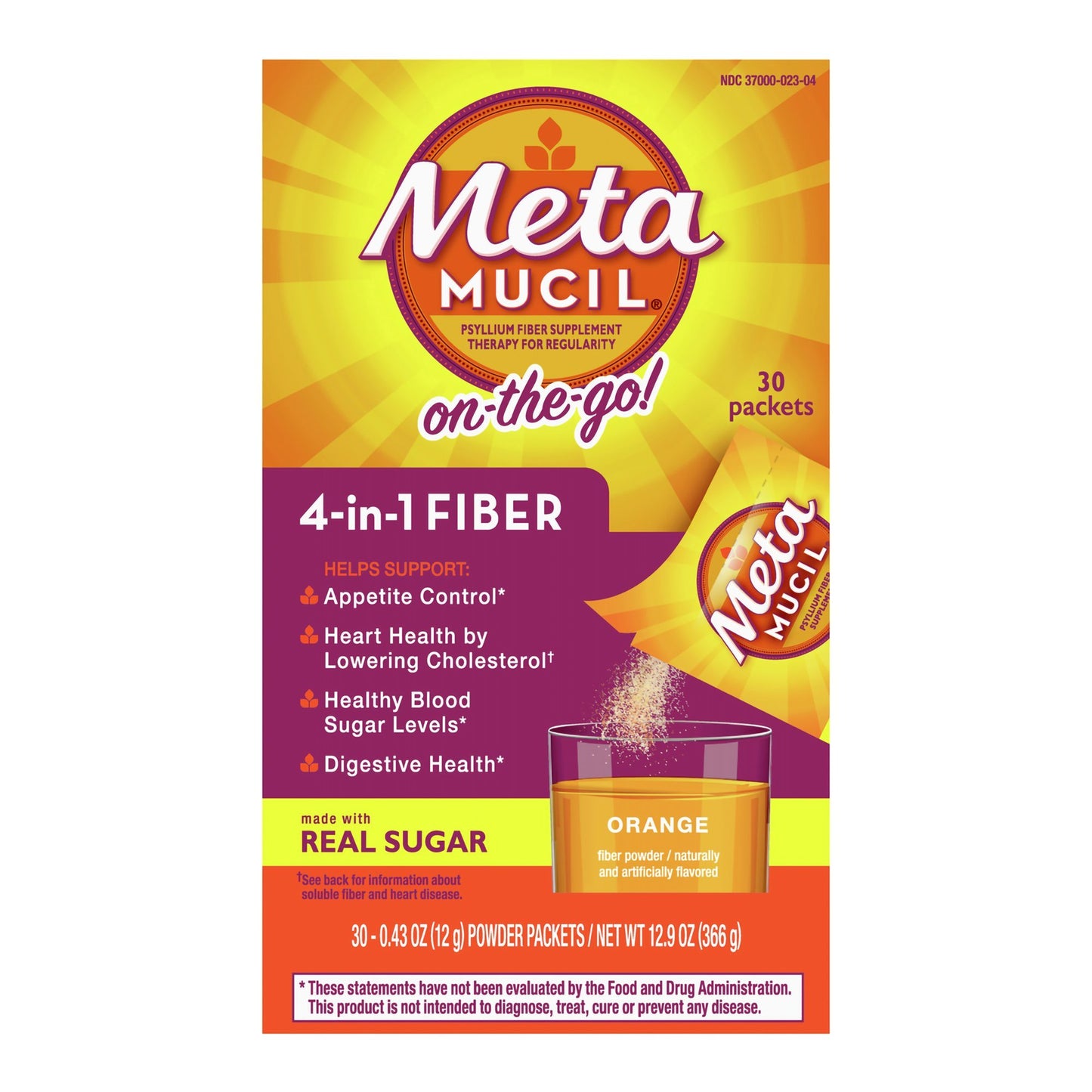 Metamucil® Psyllium Fiber Supplement On-the-Go! Orange 37000002304