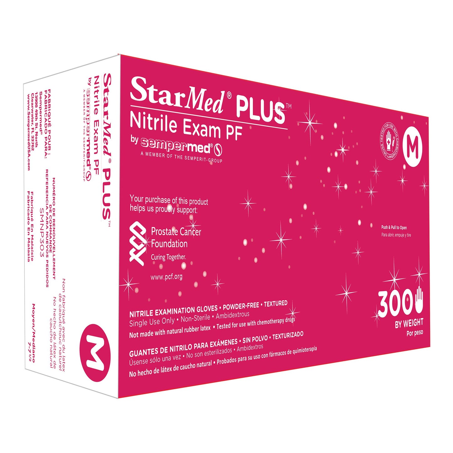 Sempermed USA StarMed Plus Exam Glove, Medium, Blue SMNP303, Box of 300