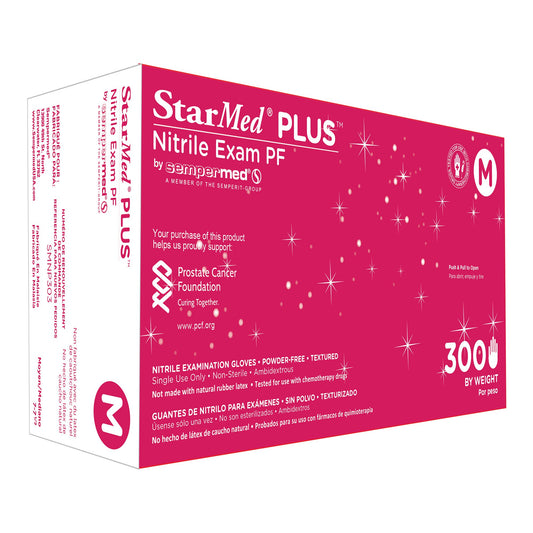 Sempermed USA StarMed Plus Exam Glove, Medium, Blue SMNP303, Box of 300