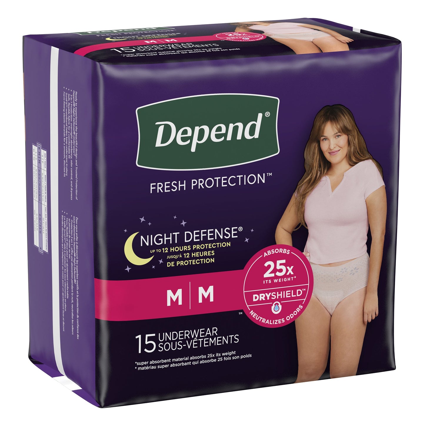 Female Adult Absorbent Underwear Depend® Night Defense® Waistband Style Medium Disposable Heavy Absorbency - 51703