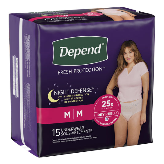 Female Adult Absorbent Underwear Depend® Night Defense® Waistband Style Medium Disposable Heavy Absorbency - 51703