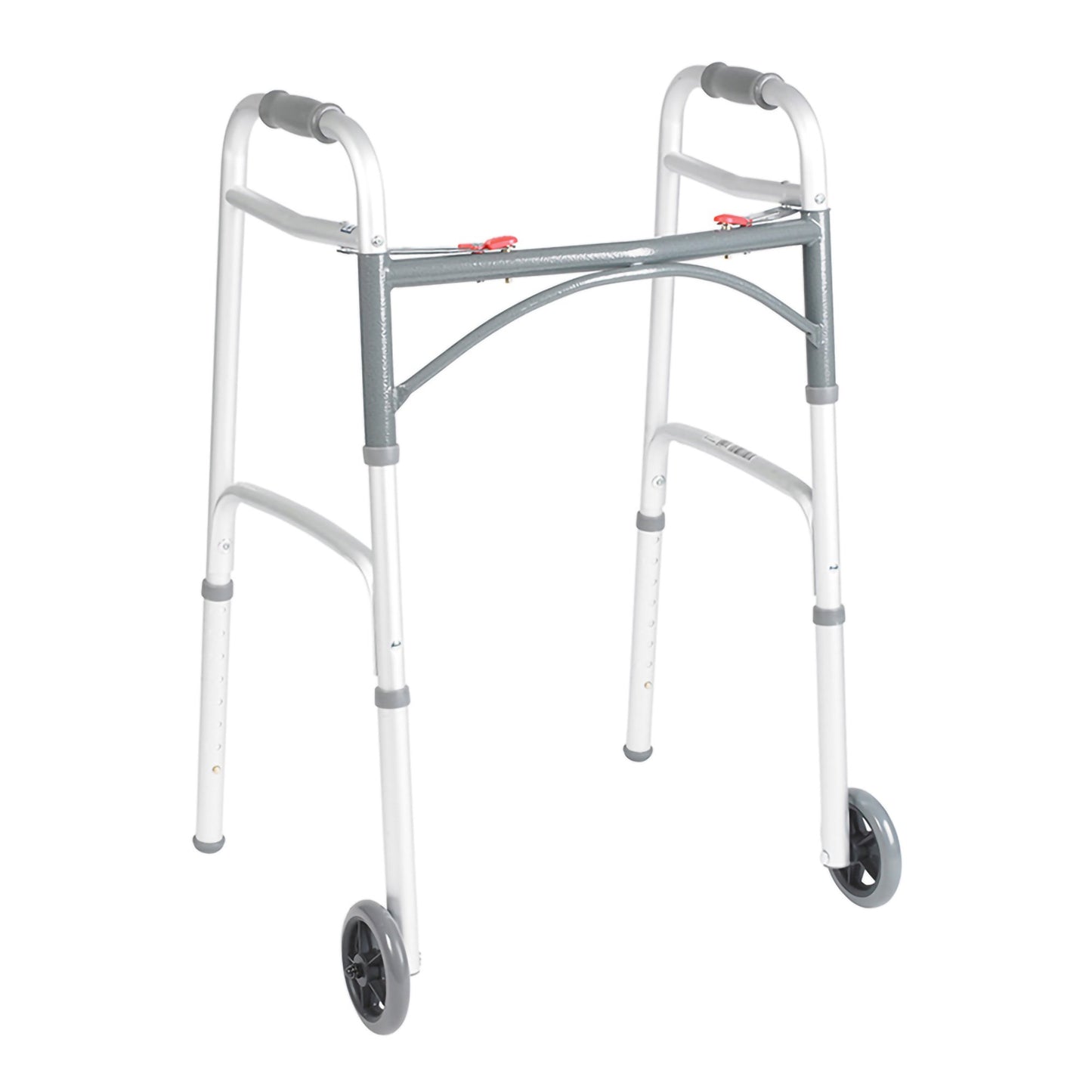 Dual Release Folding Walker with Wheels Adjustable Height drive™ Deluxe Aluminum Frame 350 lbs. Weight Capacity 25 to 32-1/4 Inch Height - 10211-4ASM