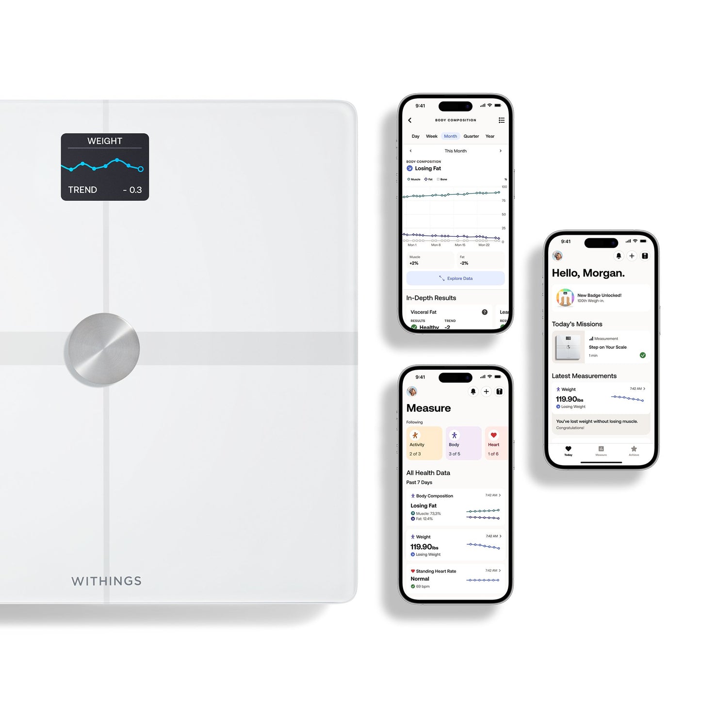 Withings Body Smart Wi-Fi Smart Scale, White WBS13-WHITE-ALL-INTER