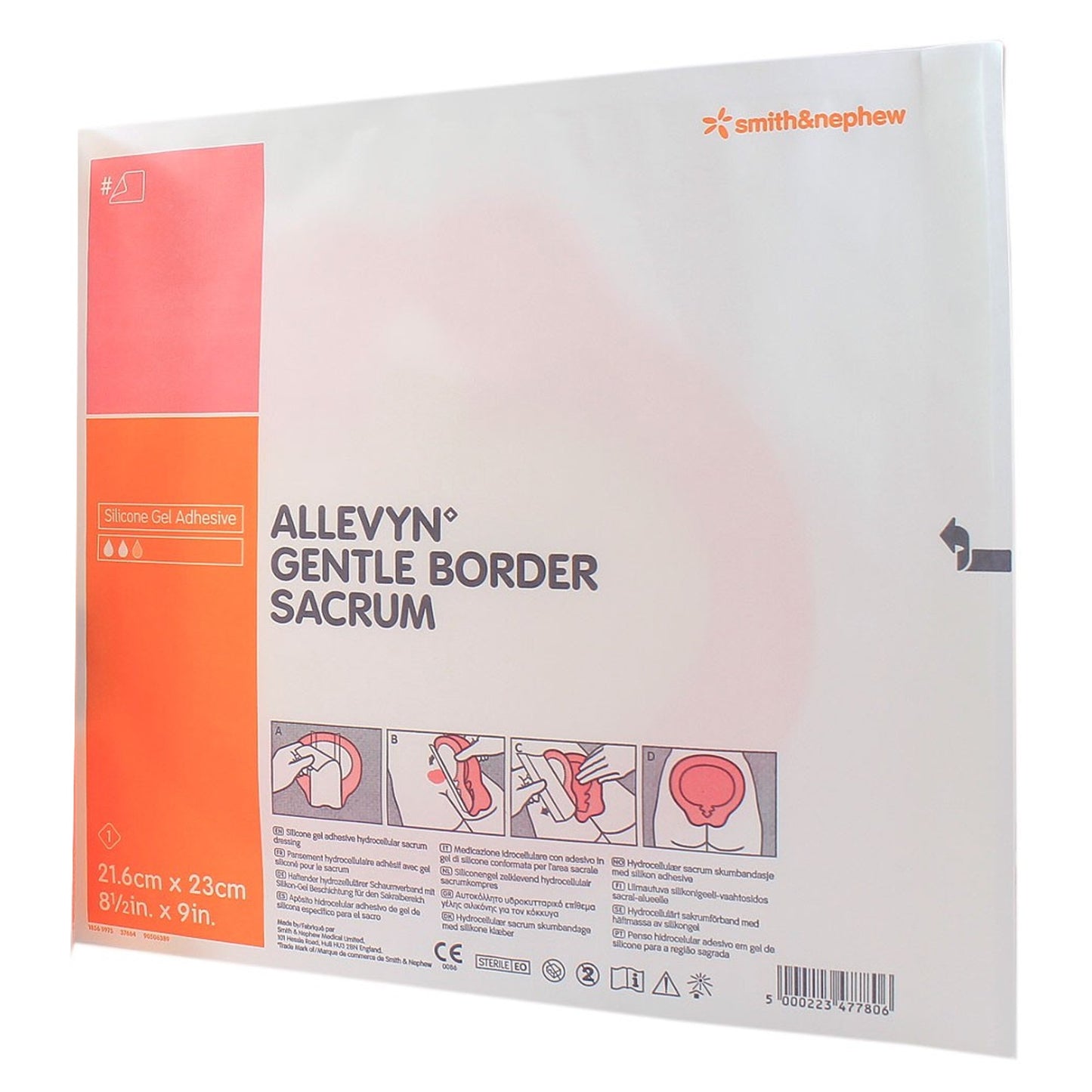Allevyn Gentle Border Silicone Gel Adhesive, Pink, 8½ x 9 Inch 66801031