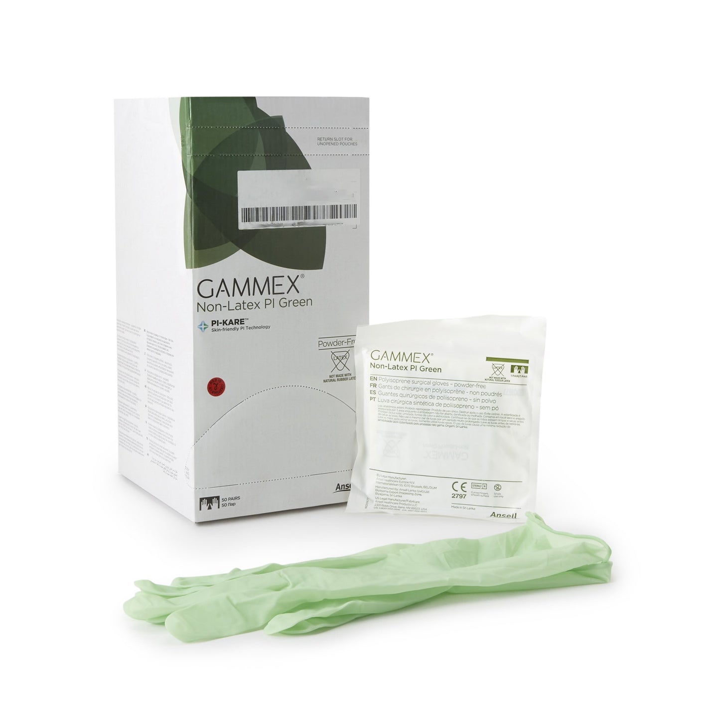 Surgical Glove GAMMEX® Non-Latex PI Green Size 8 Sterile Polyisoprene Standard Cuff Length Micro-Textured Light Green Chemo Tested - 20685280