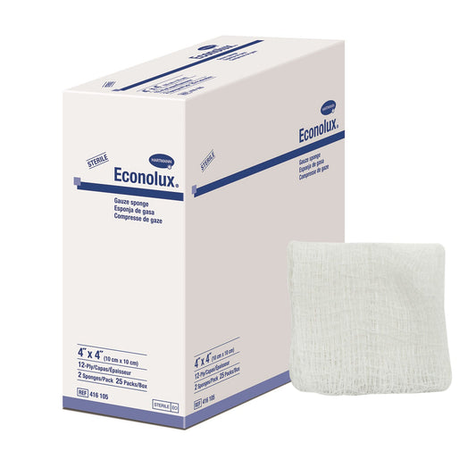 Gauze Sponge Econolux® 4 X 4 Inch 12-Ply Sterile 2 per Pack - 416105