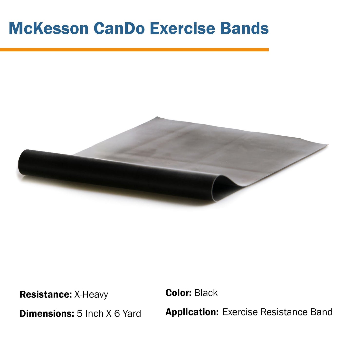 McKesson Exercise Resistance Band, Black, 5" x 6 Yard, Extra-Heavy Resistance 169-5215