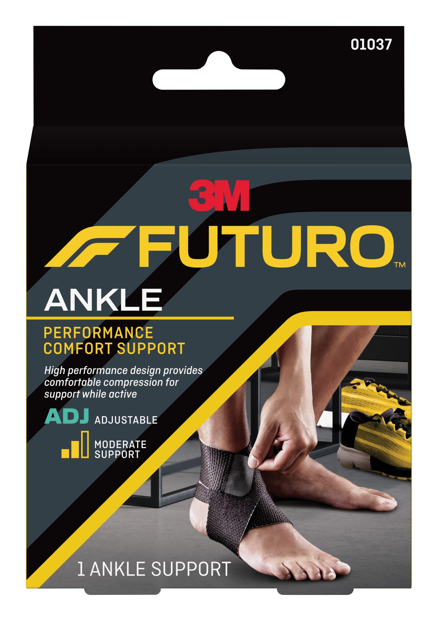 3M™ Futuro™ Ankle Brace, Low Profile, Black, One Size Fits Most 01037ENR