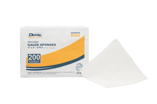Gauze Sponge Basic Care 4 X 4 Inch 8-Ply NonSterile 200 per Pack - 8509