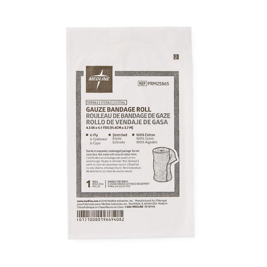 Fluff Bandage Roll Medline Essentials 4-1/2 Inch X 4-1/10 Yard 6-Ply Sterile 1 per Pack - PRM25865