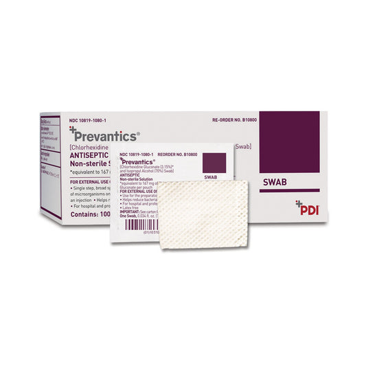 Antiseptic Prep Pad Prevantics® 3.15% / 70% Strength CHG (Chlorhexidine Gluconate) / Isopropyl Alcohol Individual Packet NonSterile - B10800