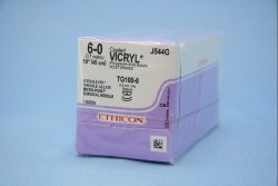 Absorbable Suture with Needle Coated Vicryl™ Polyglactin 910 TG100-8 1/4 Circle Spatula Needle Size 6-0 Braided - J544G