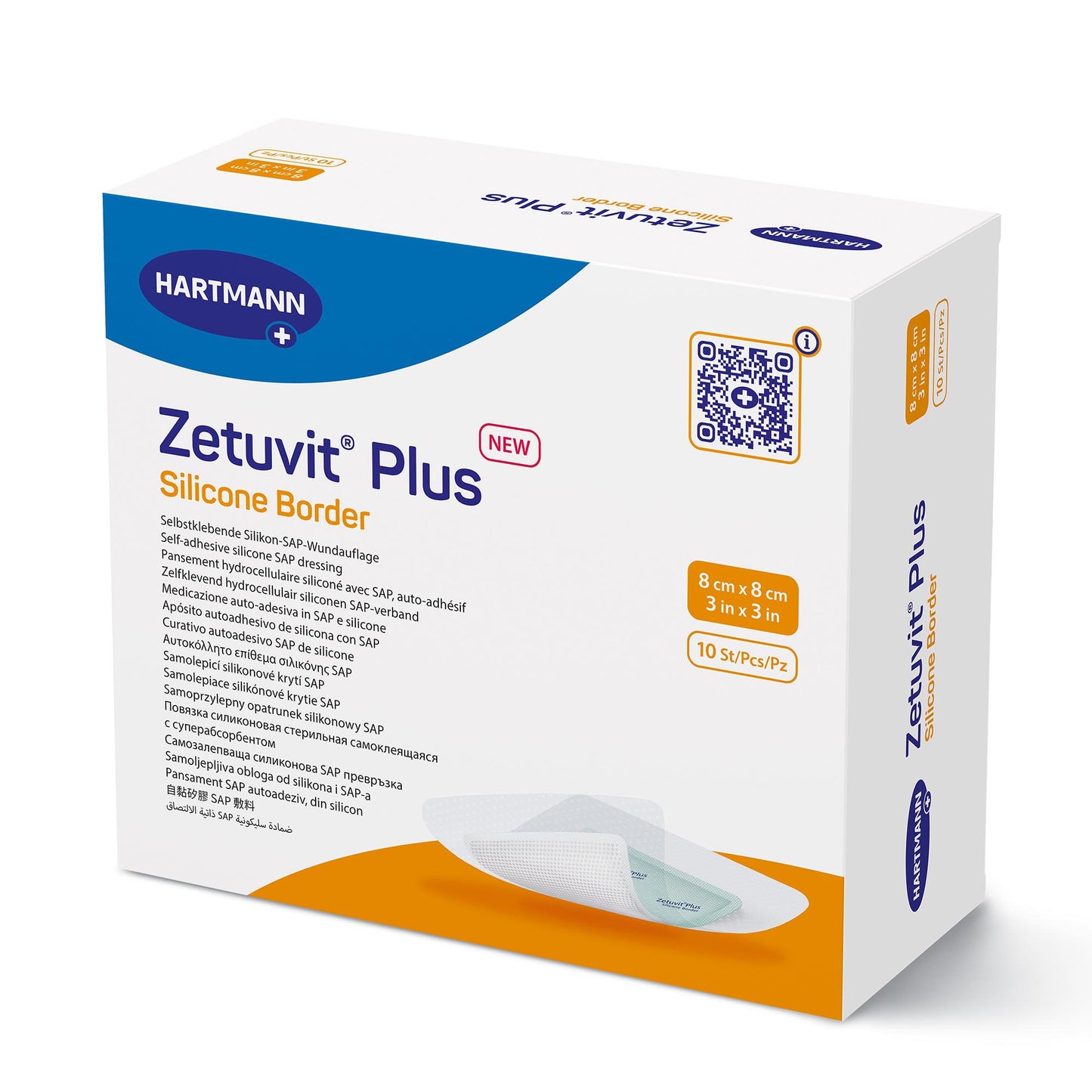 Zetuvit® Plus Silicone Border Super Absorbent Dressing, 3 x 3 Inch 413900