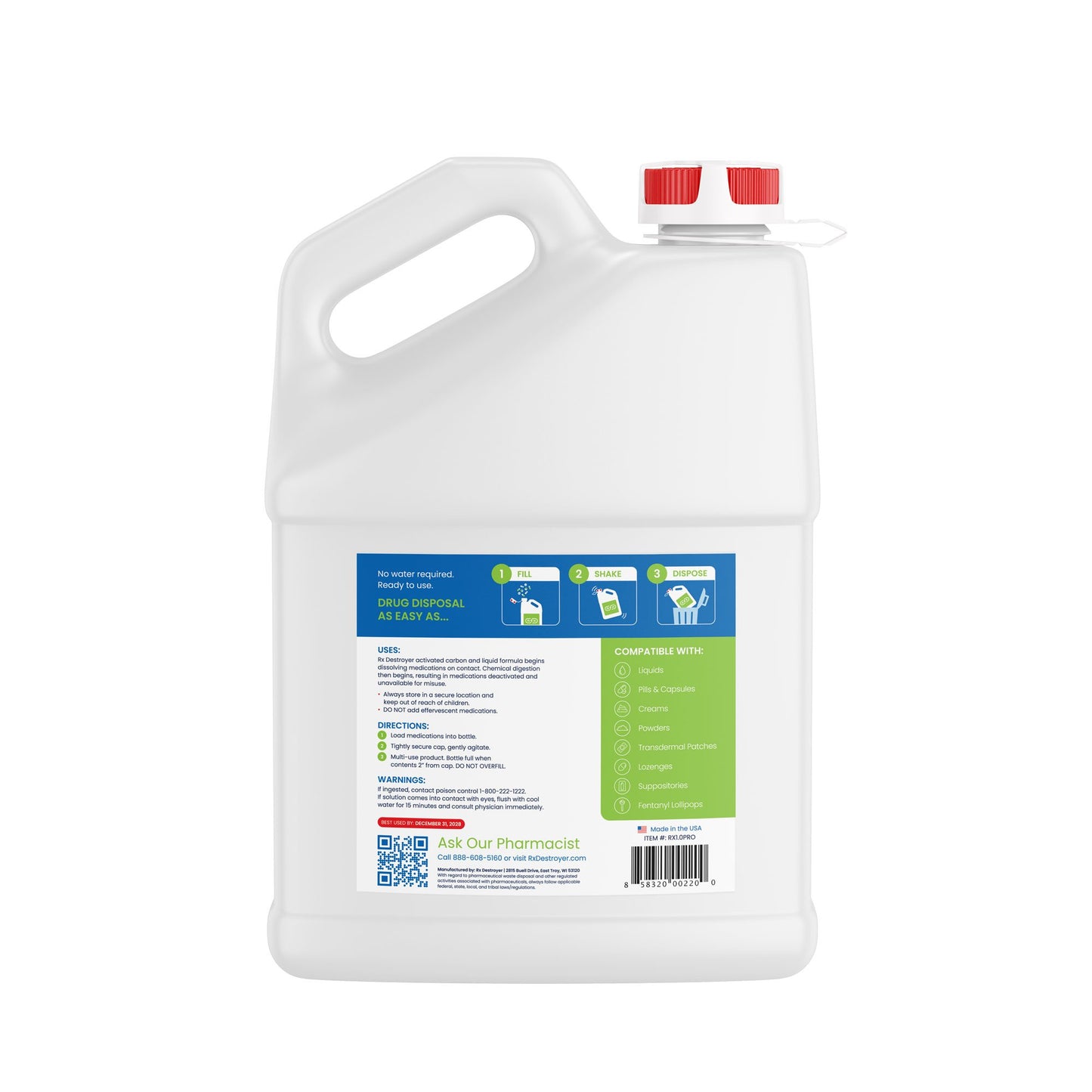 Rx Destroyer™ All-Purpose PRO Series Drug Disposal System, 1 gallon Bottle RX1.0PRO