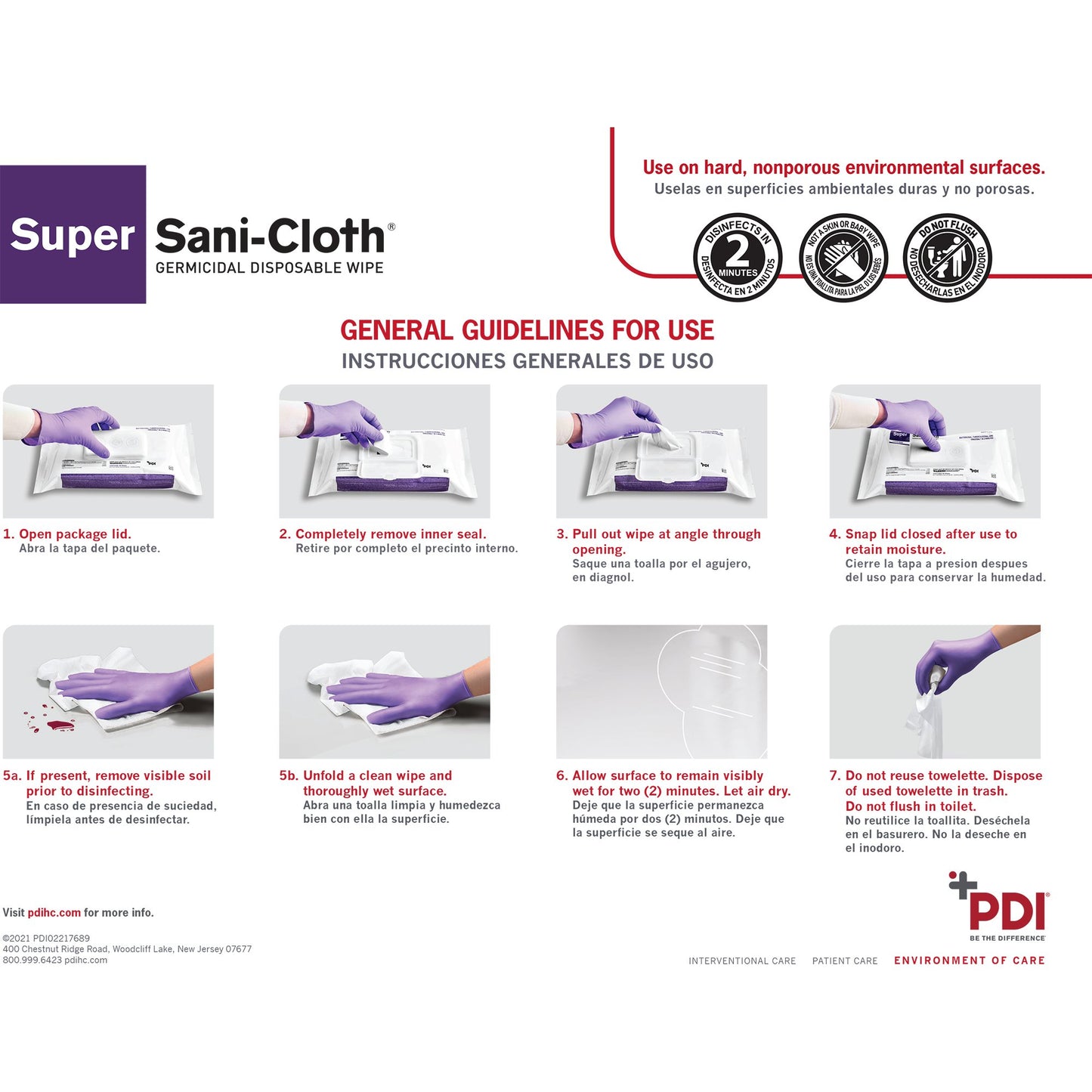 Super Sani-Cloth® Large Germicidal Disinfectant Wipes, Soft Pack A22480