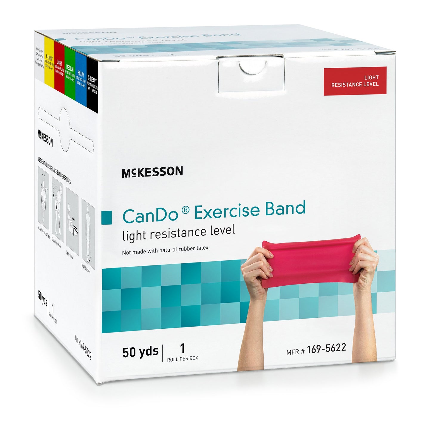 McKesson CanDo® Exercise Light Resistance Band, Red, 5 Inch x 50 Yard 169-5622