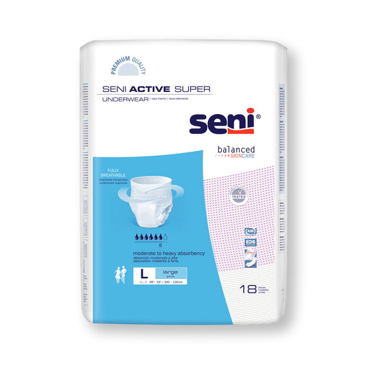 Unisex Adult Absorbent Underwear Seni® Active Super Pull On with Tear Away Seams Large Disposable Moderate Absorbency - S-LA18-AS1