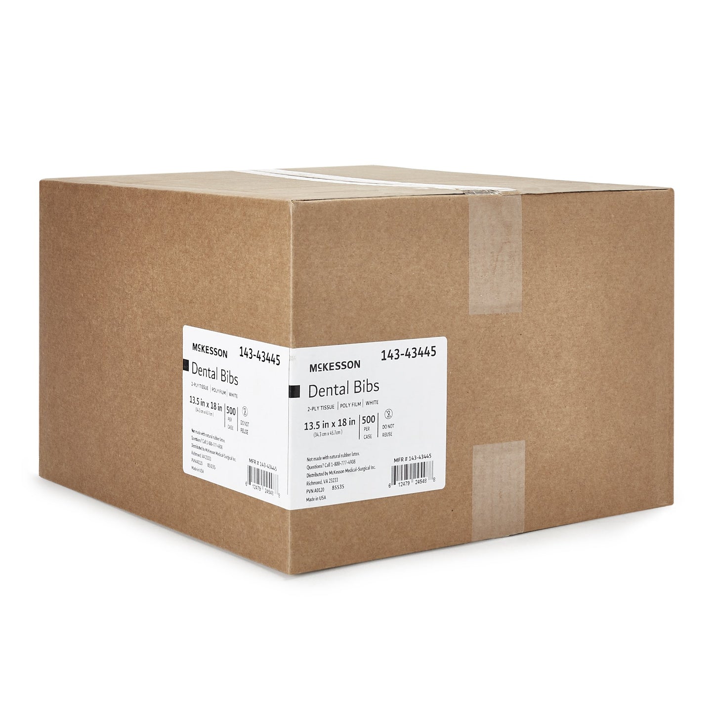 McKesson White Dental Bib, 13-1/2 x 18 Inch 143-43445