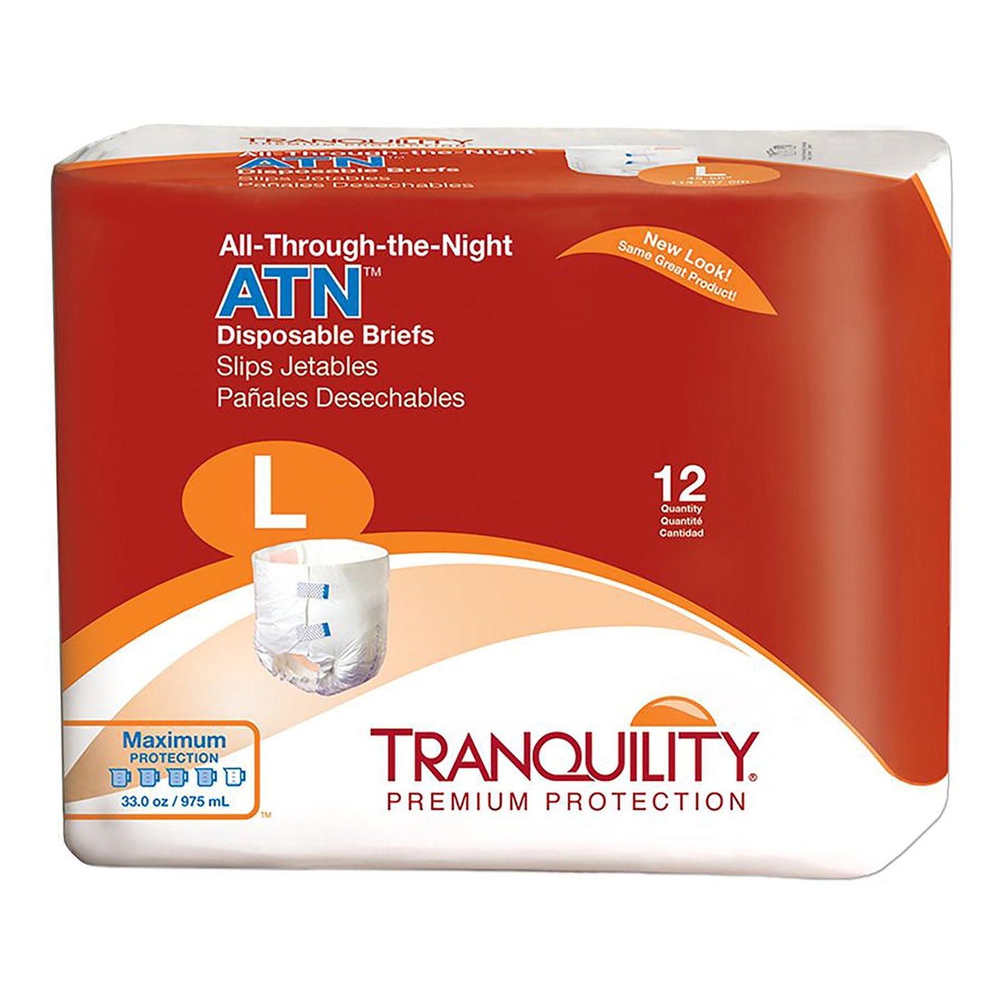 Unisex Adult Incontinence Brief Tranquility® ATN Large Disposable Heavy Absorbency - 2186