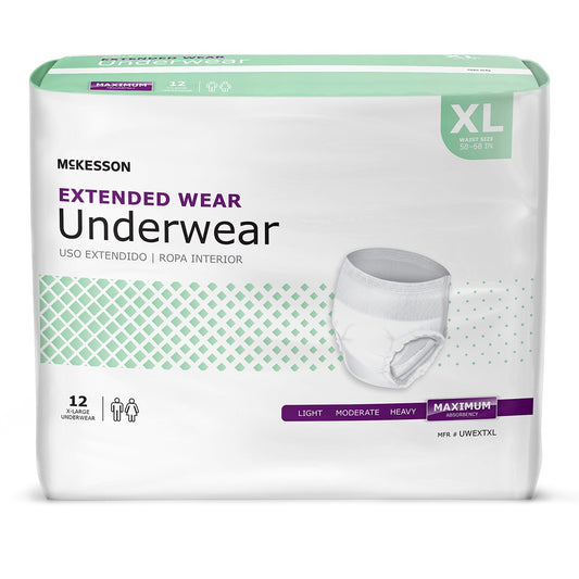 Unisex Adult Absorbent Underwear McKesson Pull On with Tear Away Seams X-Large Disposable Heavy Absorbency - UWEXTXL