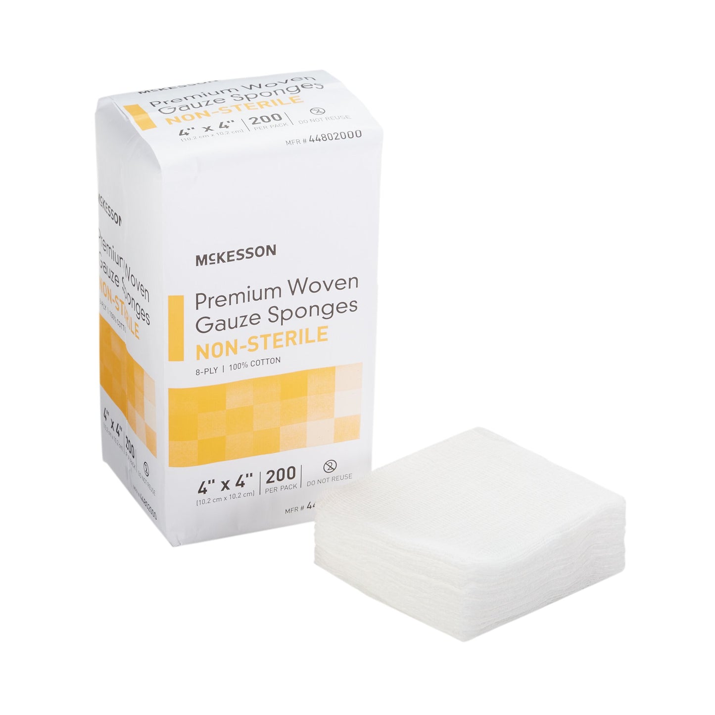 Gauze Sponge McKesson 4 X 4 Inch 8-Ply NonSterile 200 per Pack - 44802000