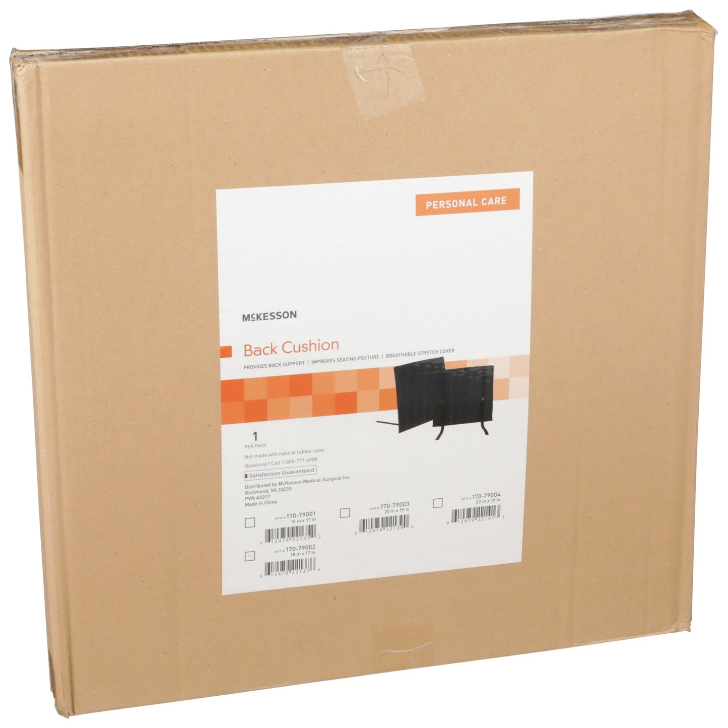 McKesson Back Support Cushion, 18 x 17 Inch, Black 170-79002