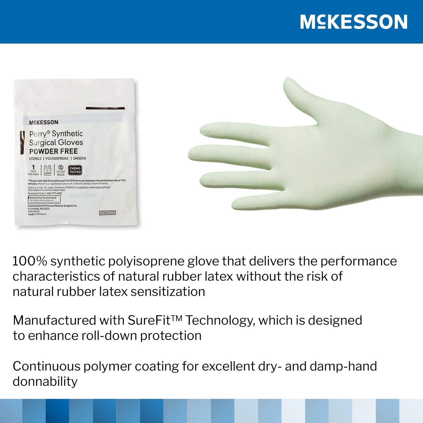 McKesson Perry® Performance Plus Polyisoprene Surgical Glove, Size 8, Green 20-2080N