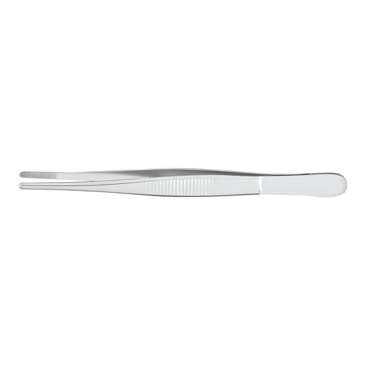 Dressing Forceps McKesson 5 Inch Length Floor / Office Grade Pakistani Stainless Steel NonSterile NonLocking Thumb Handle Straight Serrated Tips - 43-