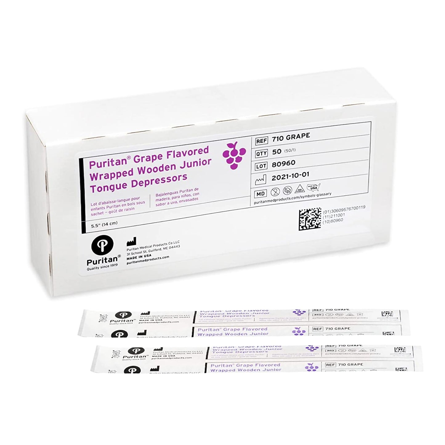 Puritan Medical Products Puritan Grape Flavored Tongue Depressor 710 GRAPE, Box of 50