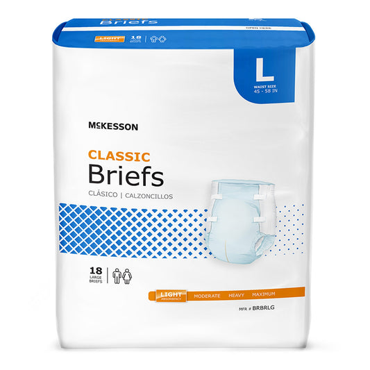 Unisex Adult Incontinence Brief McKesson Classic Large Disposable Light Absorbency - BRBRLG