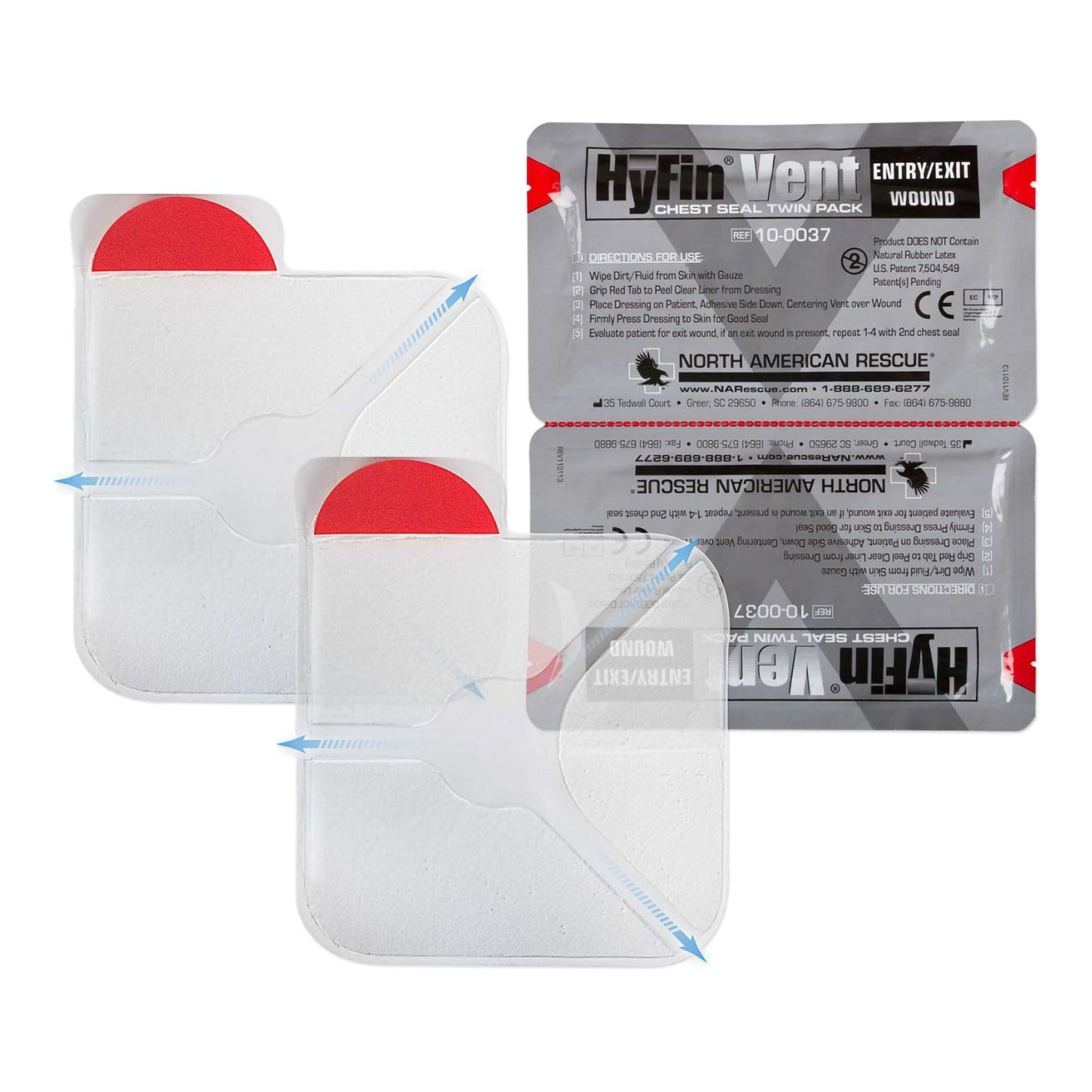 Chest Wound Seal Hyfin® Vent 6 X 6 Inch 2 per Pack NonSterile 10-0037