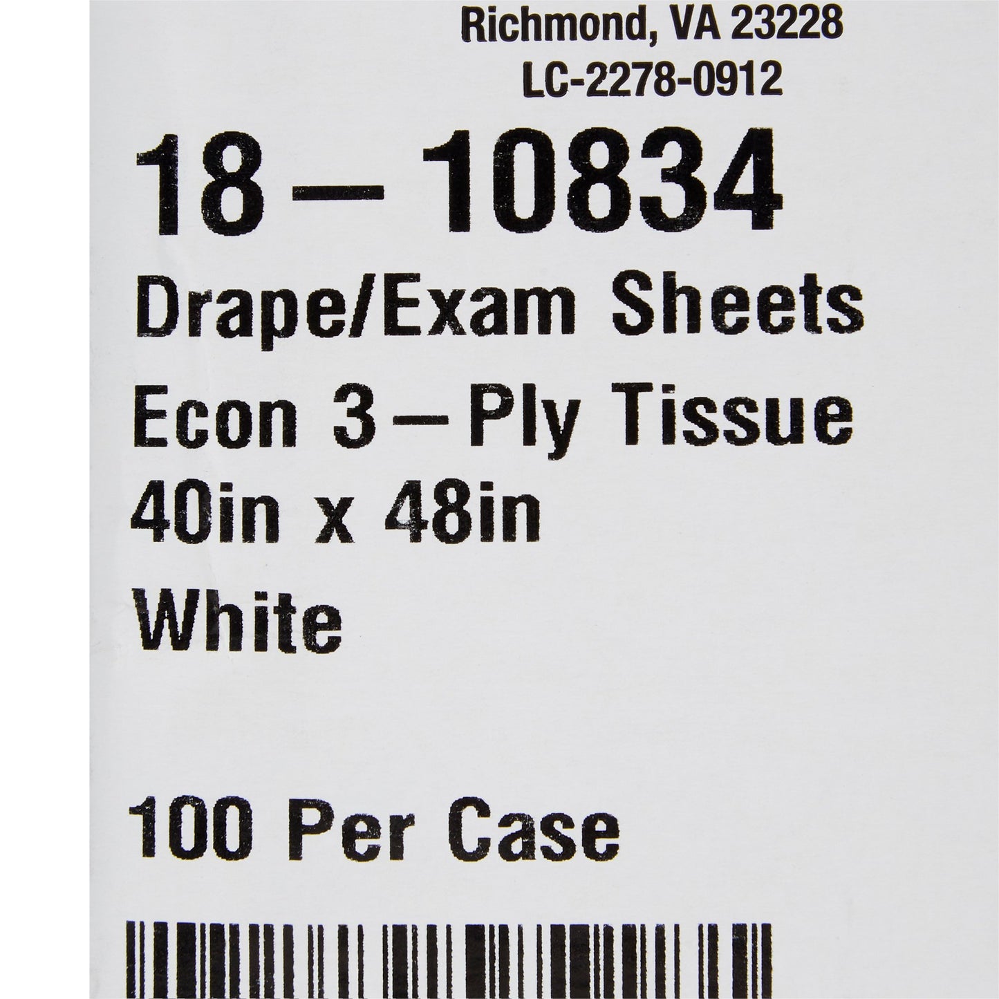 McKesson Nonsterile Physical Exam Drape, 40 x 48 Inch 18-10834
