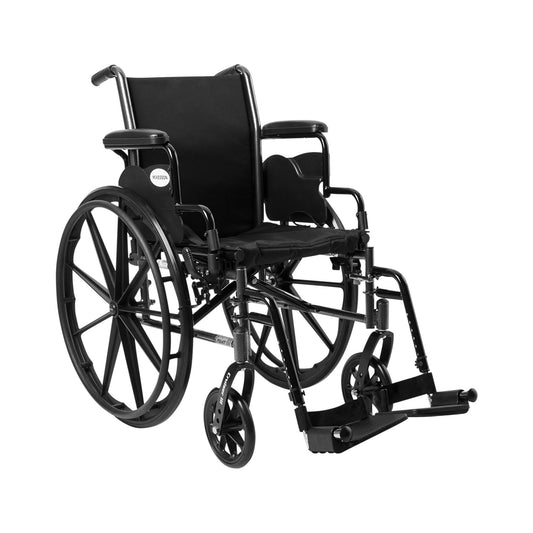 Lightweight Wheelchair McKesson Dual Axle Desk Length Arm Swing-Away Footrest Black Upholstery 16 Inch Seat Width Adult 300 lbs. Weight Capacity - 146