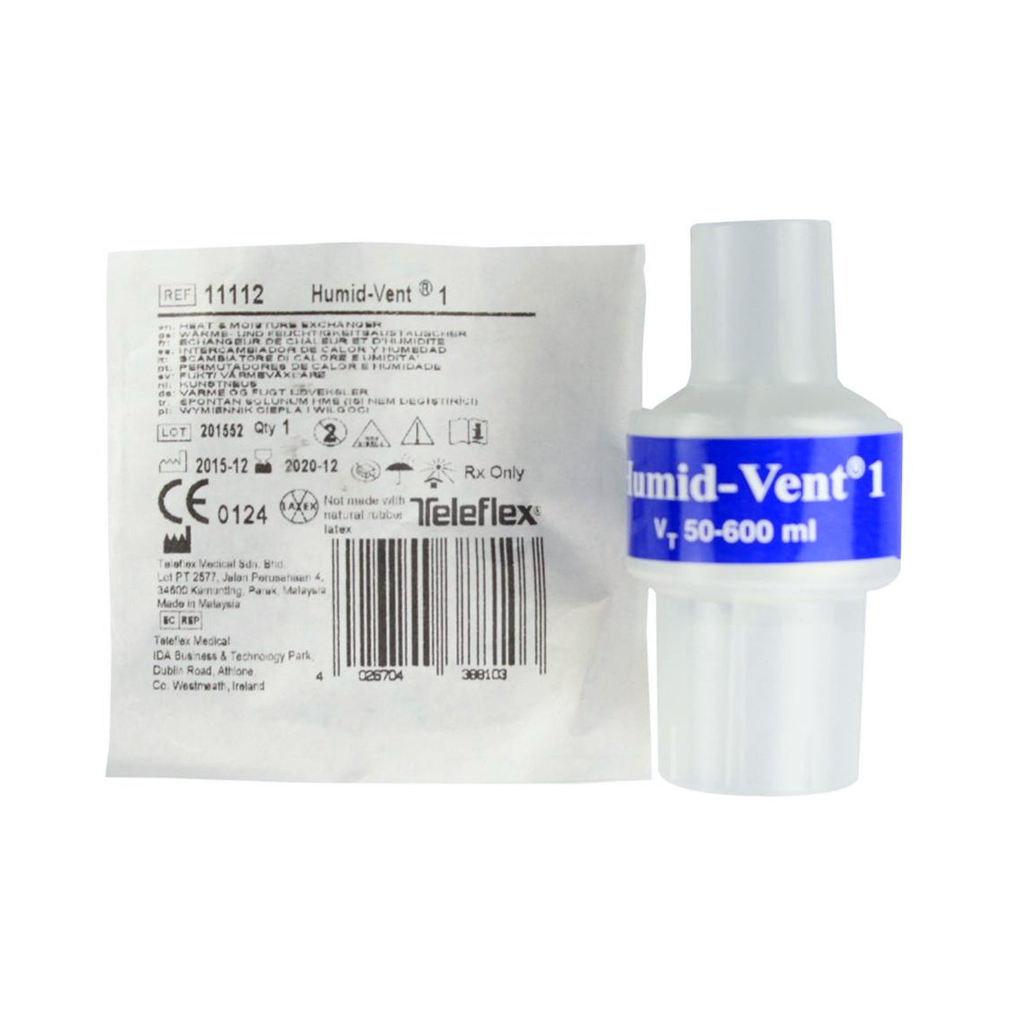 Heat and Moisture Exchanger Humid-Vent™ 35.37 mg H₂O/L @ VT 200 mL 1.09 cm H₂O @ 30 LPM - 11112