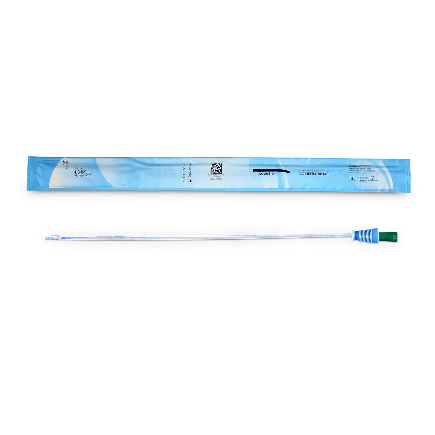 Urethral Catheter Cure Ultra® Coude Tip Lubricated PVC 14 Fr. 16 Inch - ULTRAM14C