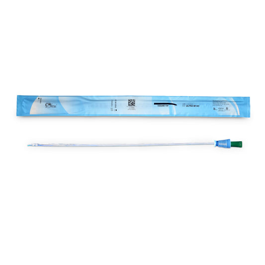 Urethral Catheter Cure Ultra® Coude Tip Lubricated PVC 14 Fr. 16 Inch - ULTRAM14C