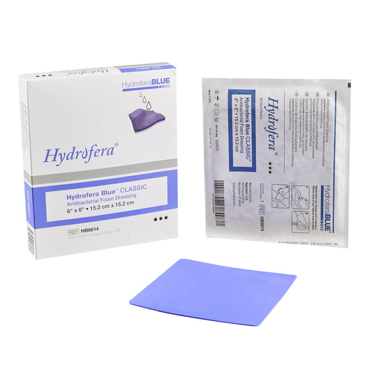 Antibacterial Foam Dressing Hydrofera BLUE® Classic 6 X 6 Inch Without Border Without Film Backing Nonadhesive Square Sterile - HB6614